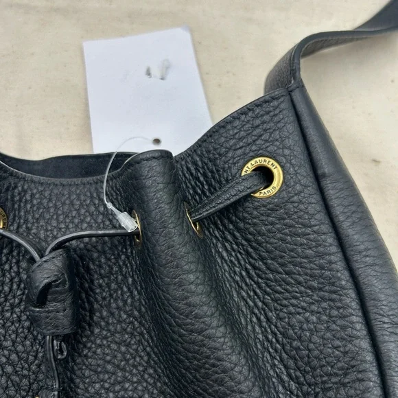 Saint Laurent Black Shoulder Bag with Gold Accents - Picture 15 of 16